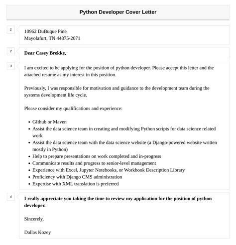 Python Developer Cover Letter Velvet Jobs