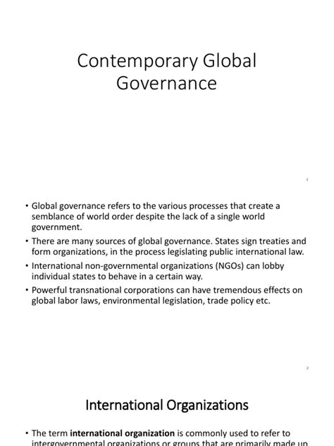 Contemporary Global Governance Pdf United Nations International