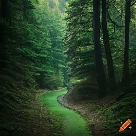 Mountain Path Through The Forest On Craiyon