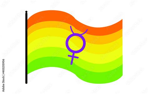 Vector Illustration Of Waving Hermaphrodite Pride Flag On White