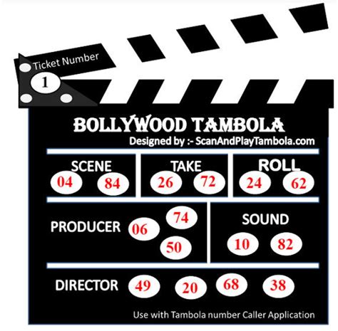 Bollywood Theme Tambola Ticket 50 Unique Tickets Pdf Tambola Tickets