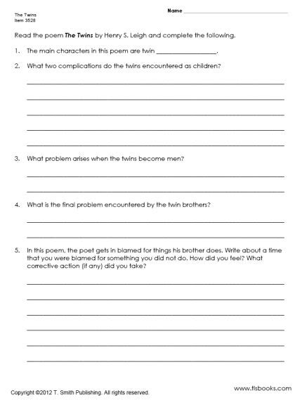 Th Grade Poetry Unit Worksheet