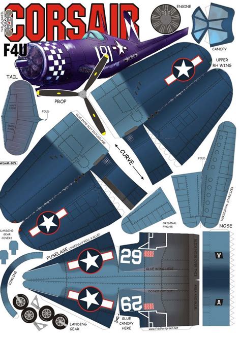 Papercraft Airplane Model 3D WWII American F4U Corsair Paper Airplane