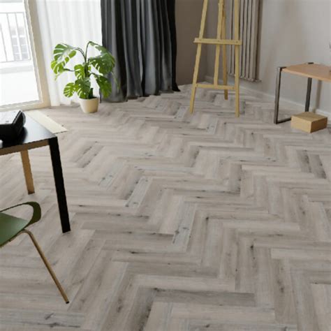 Buy Silver Grey Spc Herringbone Planks Virgin