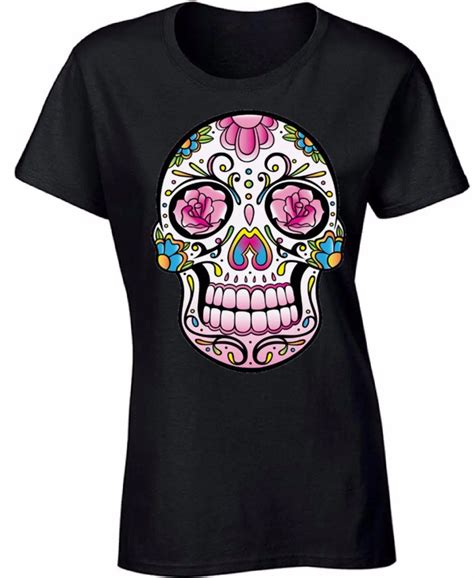 Eyes Flower Sugar Skull Halloween Day Of Dead Womens T Shirt Shirt