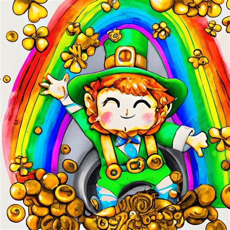 Kabouter Van St Patrick S Day Met Een Pot Goud Aan Het Einde Van De