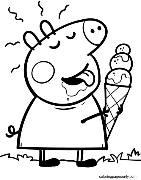 Dibujo Para Colorear Peppa Se Come Un Gran Helado Dibujos De Ice The