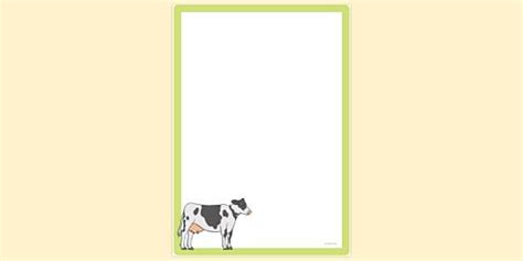 Simple Blank Dairy Cow Page Border | Page Borders | Twinkl