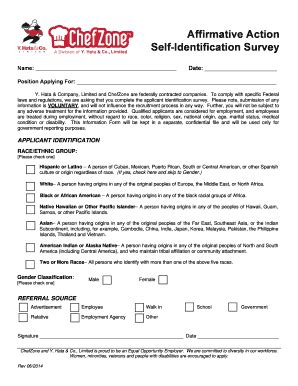 Fillable Online Affirmative Action Self Identification Survey Fax Email