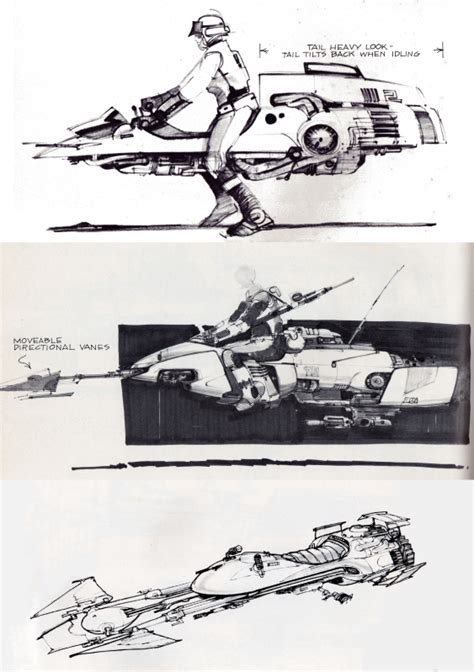 STAR WARS EPISODE VI RETURN OF THE JEDI Speeder Bike Concept Art By