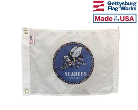 Us Navy Seabees Flag 12x18 Durable All Weather Etsy