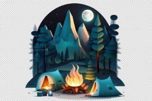 Camping By Night Watercolor Clipart Graphic By Denizdesign Creative