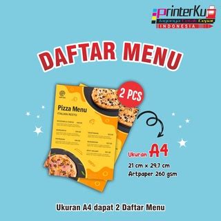 Jual Cetak Daftar Menu Makanan Minuman Cafe Custom A Shopee Indonesia