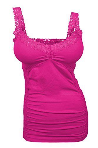 Evogues Plus Size Lace Trim Long Cami Top Pink One Size Plus Plus