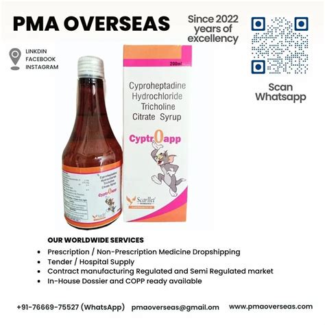 Cyproheptadine Hydrochloride Tricholine Citrate Syrup Ml For