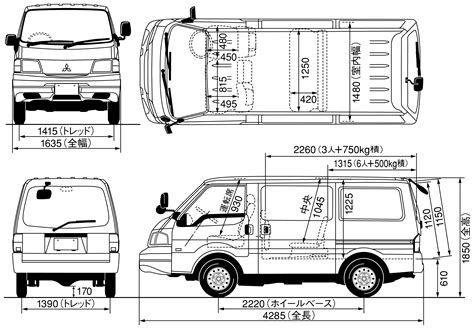 Mitsubishi Delica 1986 Blueprint - Download free blueprint for 3D modeling