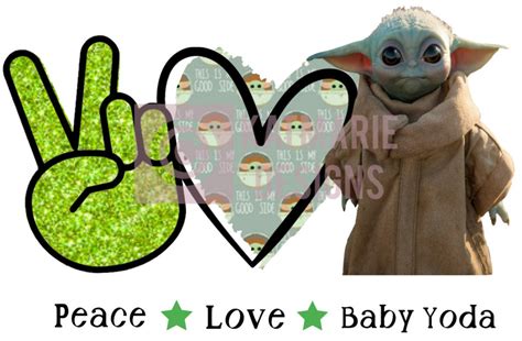 Peace Love Baby Yoda Inspired Png Digital Download For Etsy