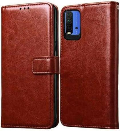 Clickaway Brown Faux Leather Back Case Cover For Xiaomi Redmi Power