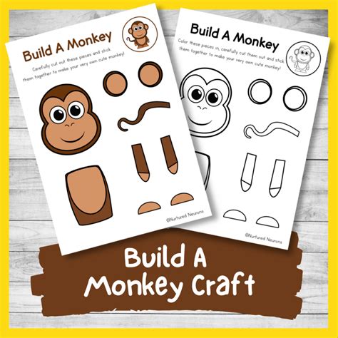 Cute Build A Monkey Craft Cut And Paste Activity For Kids Nurtured