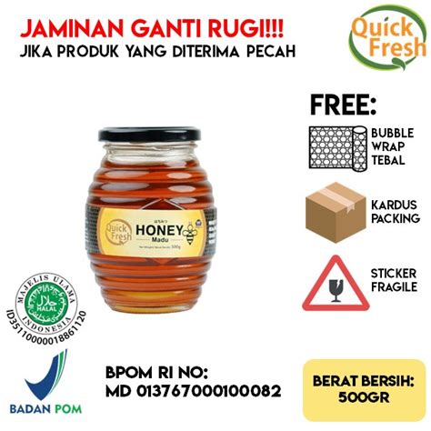 Jual Madu Murni Asli Quick Fresh Honey Gr Jar Kaca Shopee Indonesia