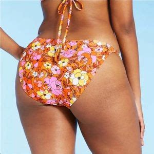 Xhilaration Swim Retro Smocked Pink And Orange Floral Bikini Set