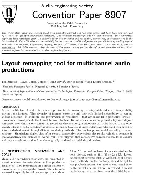 Aes E Library Layout Remapping Tool For Multichannel Audio Productions