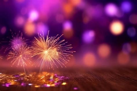 Premium AI Image | A purple background with fireworks in the foreground ...