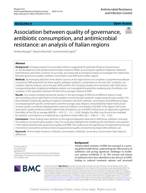 Pdf Association Between Quality Of Governance Antibiotic Consumption