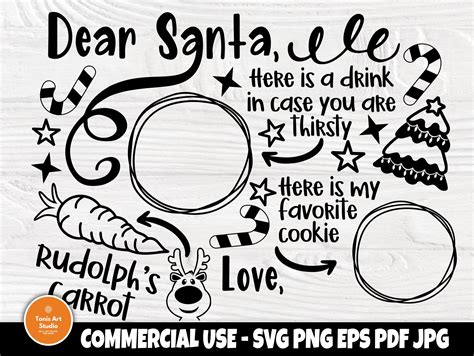 Dear Santa Tray Svg Milk And Cookies Reindeer Svg Carrot For Rudolph