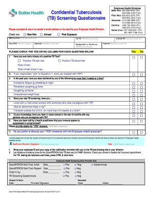 Tb Questionnaire Sutter Health Fill Out And Sign Printable Pdf