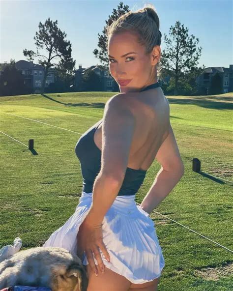 Paige Spiranac Almost Fall Out Of A White And Red Bikini While