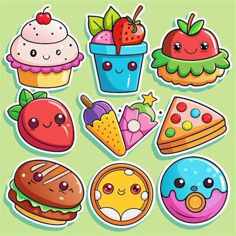 Cute food stickers | Premium AI-generated vector