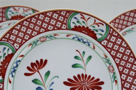 Vintage Georges Briard Imari Style Porcelain Dinner Plates Flowers Of