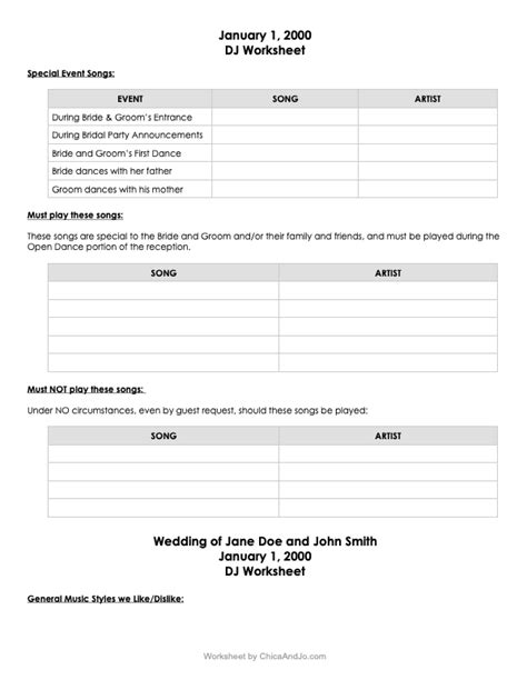 Printable Wedding Dj Checklist Template 2024 FREE Template