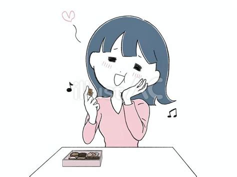 とってもおいしいチョコを食べている女イラスト No 23452566｜無料イラスト・フリー素材なら「イラストac」