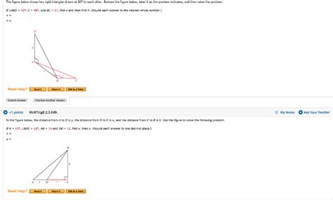 Solved The Figure Below Shows Two Right Triangles Drawn At Chegg