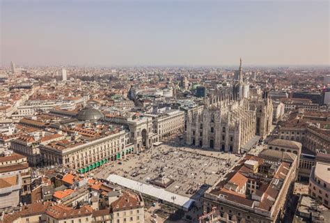 Milano City Square Aerial View Stock Photo - Image of building ...