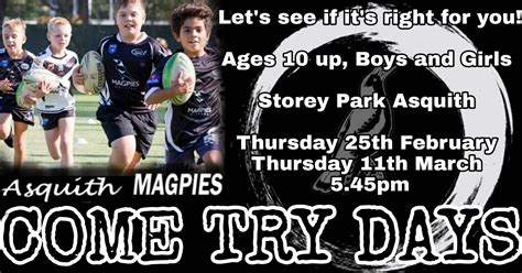 Come Try Day 10s And Up Asquith Magpies Junior Rugby League Home