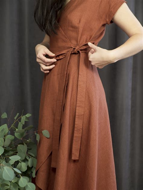 Linen Wrap Dresses For Women Wrap Dress Midi Summer Wrap Etsy