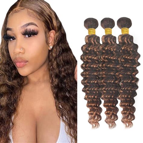 Amazon Deep Wave Ombre Human Hair Bundles Highlight P Tow Tone