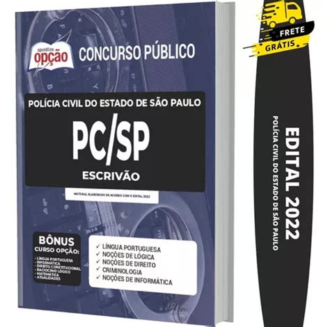 Apostila Pc Sp Escriv O De Pol Cia De S O Paulo Frete Gr Tis