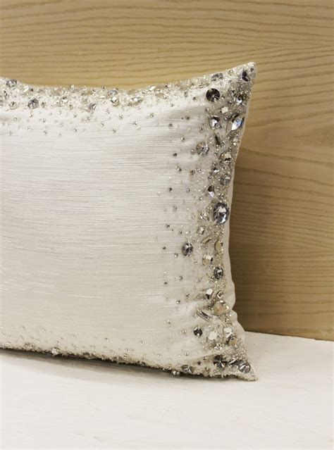 White Bling Crystal Throw Pillow Cover Luxury Contemporary Etsy