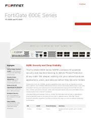 FortiGate 600E Pdf Data Sheet FortiGate 600E Series FG 600E And FG