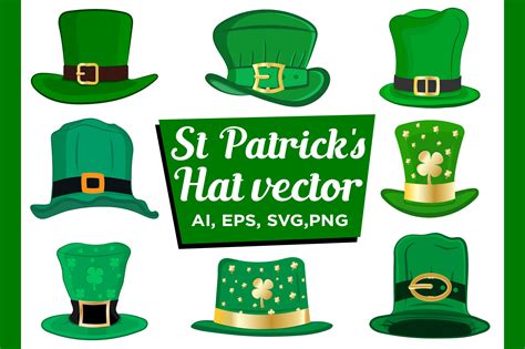 St Patrick Day Green Hats Bundle Vector Graphic By Graphicyes · Creative Fabrica