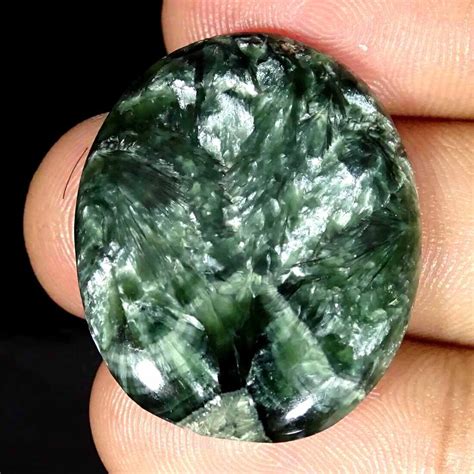 Cts Natural Seraphinite Oval Cabochon Loose Gemstone Ebay