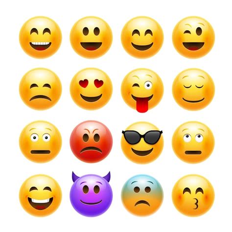 Vector Conjunto De Emoticonos Emoji Vector Premium