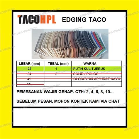 Jual Edging Taco Hpl Mm Putih Kulit Jeruk Shopee Indonesia