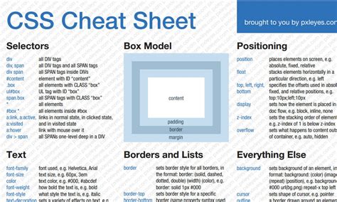 Best Html And Css Cheat Sheets Css Author