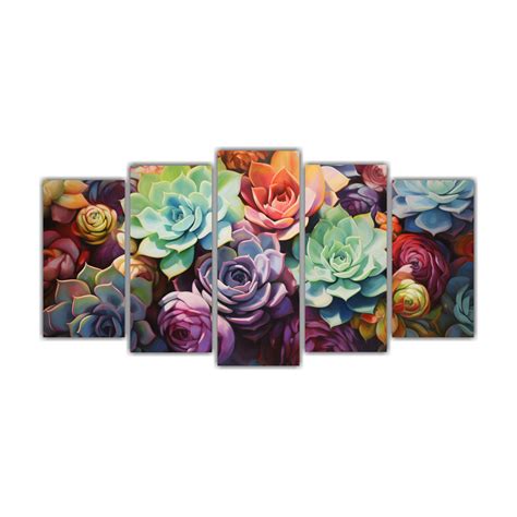 Pintura Abstracta De Suculentas Y Flores En Estilo Estilo óleo Con