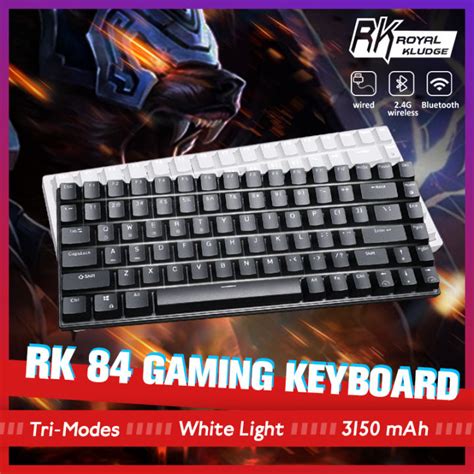 ROYAL KLUDGE RK Hot Swappable Bluetooth G Triple Mode White LED Light RGB Mechanical Gaming